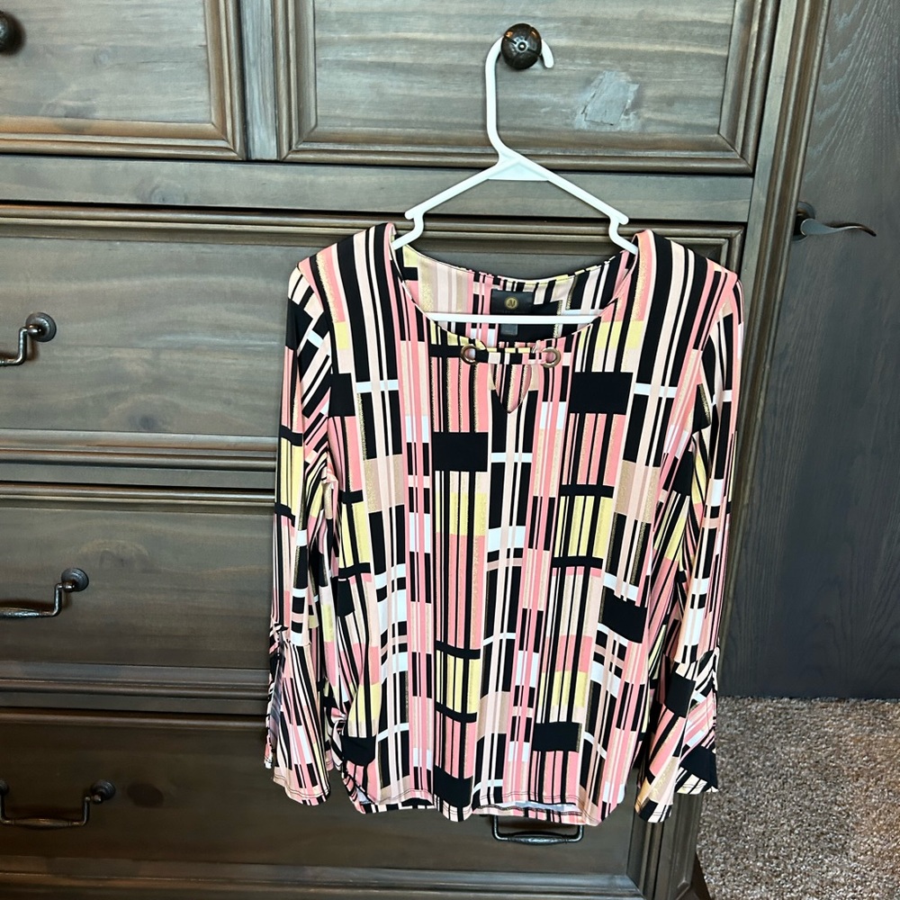 JM Collection Pink Stripe Shirt